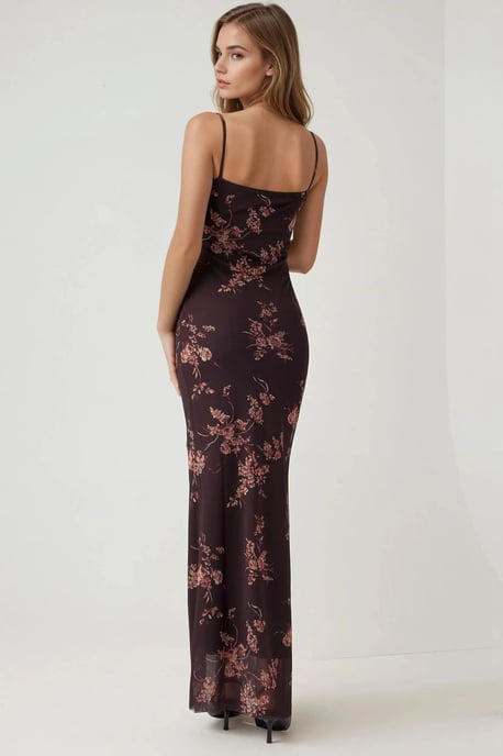 Geprinte Bodycon Maxi Tulle Jurk - Image 4