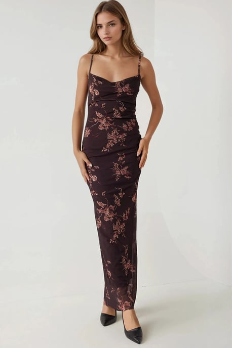 Geprinte Bodycon Maxi Tulle Jurk - Image 5