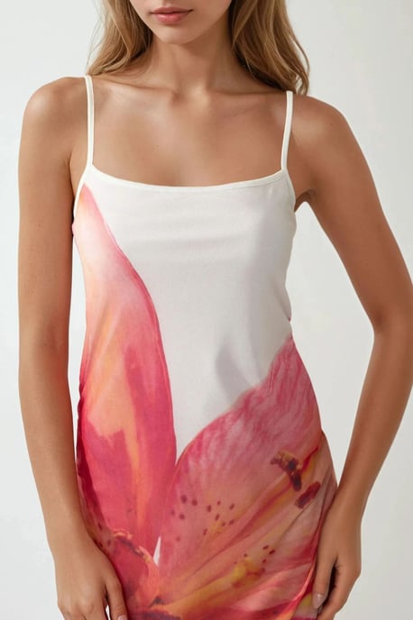 Fyrkantig krage bodycon klänning med blommönster - Image 3