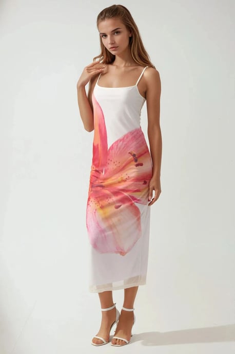 Fyrkantig krage bodycon klänning med blommönster - Image 5