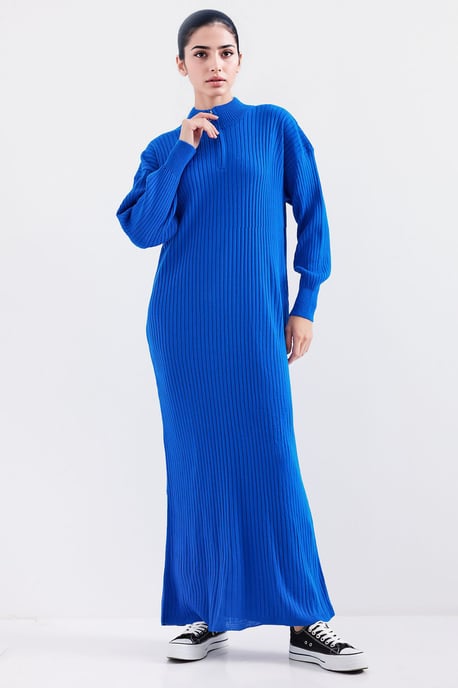 Textuurgebreid Jurk met Halve Col en Rits - Image 1