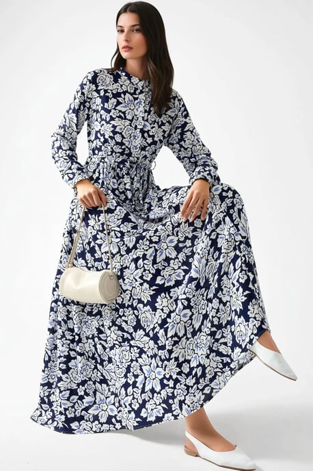 Geprinte Maxi-jurk met Shirtkraag - Image 1