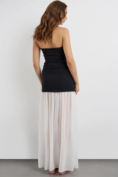 Bandeau klänning i svart och vitt - Image 3