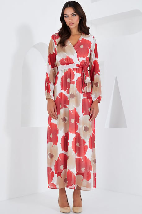 Florale V-hals Maxi Wikkeljurk met Strik - Image 2
