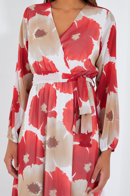 Florale V-hals Maxi Wikkeljurk met Strik - Image 4