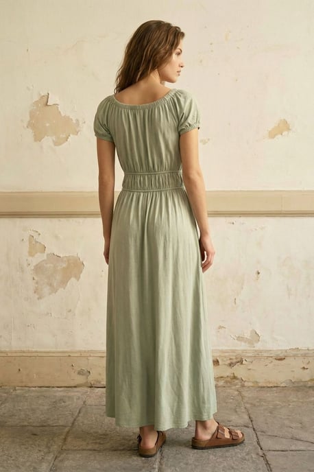 Maxi-jurk met Vierkante Hals en Strikdetail - Image 3