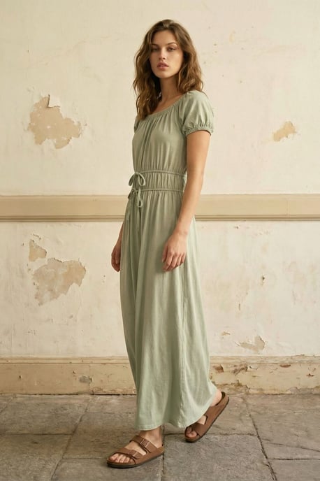 Maxi-jurk met Vierkante Hals en Strikdetail - Image 4