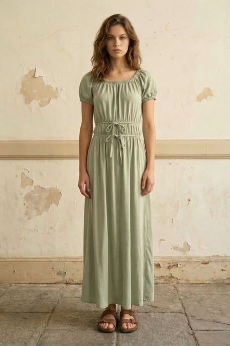 Maxi-jurk met Vierkante Hals en Strikdetail - Image 5