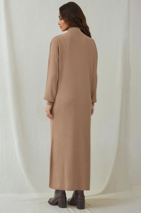Geweven Tricot Jurk met Halve Col en Rits - Image 3