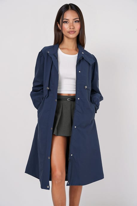 Lange Trenchcoat met Omgeslagen Kraag - Image 1