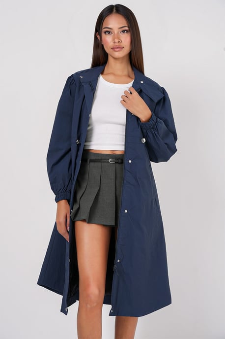 Lange Trenchcoat met Omgeslagen Kraag - Image 4
