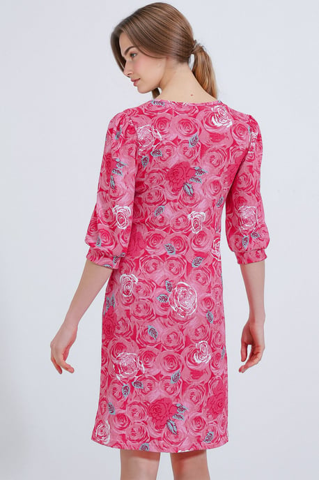 Geborduurde Bloemen Midi-jurk met Driekwart Mouwen - Image 4