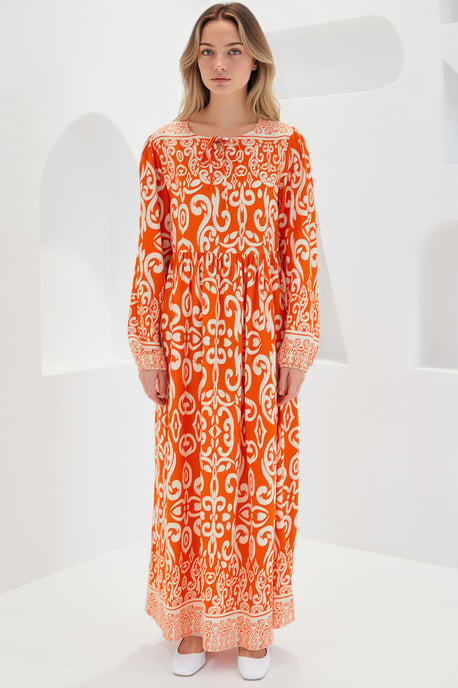 Geprinte Maxi-jurk met Strikdetail - Image 1