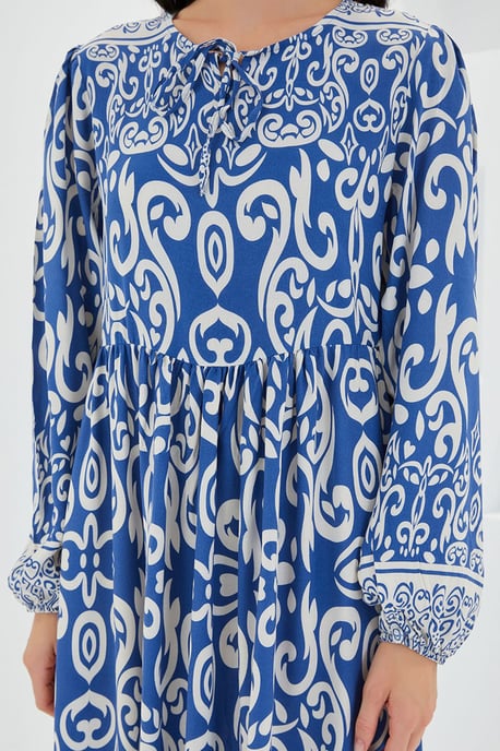 Patronen Maxi Jurk met Strikdetail - Image 4