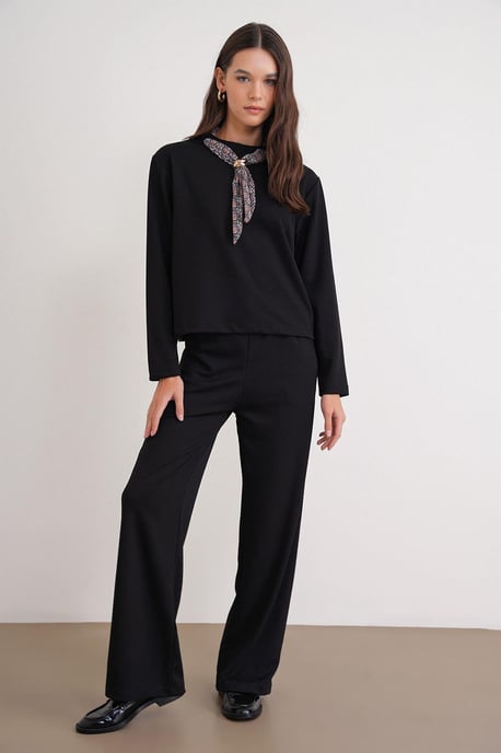 Crew Neck Gebreide Actieve Set met Sweatshirt en Broek - Image 4