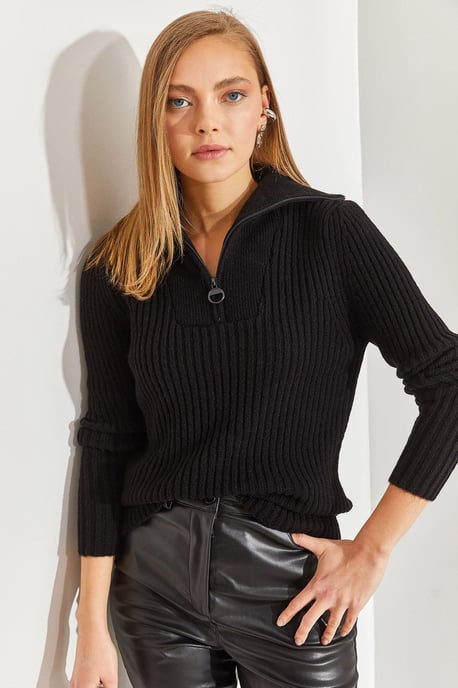 Textured Knitwear Trui met Ritskraag - Image 2