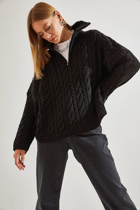 Oversized Haar Beard Trui met Rits Kraag - Image 3