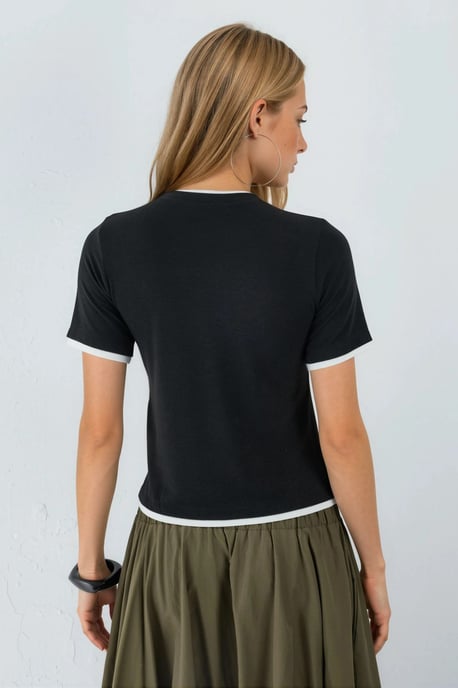 Kleurblok Crew Neck T-shirt - Image 3