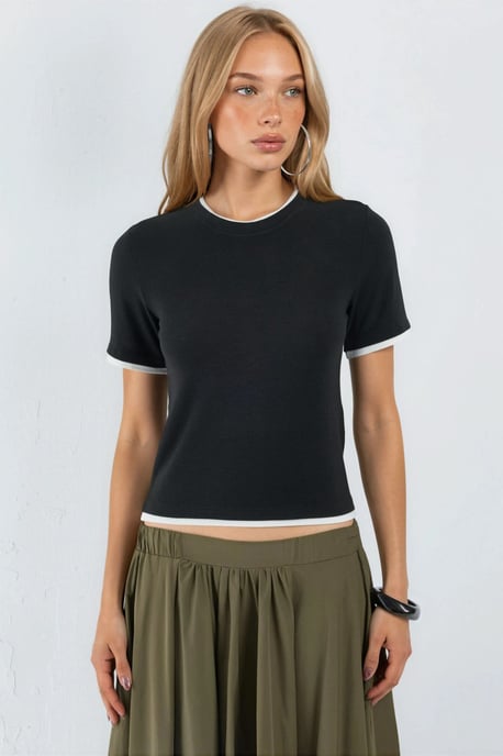 Kleurblok Crew Neck T-shirt - Image 6