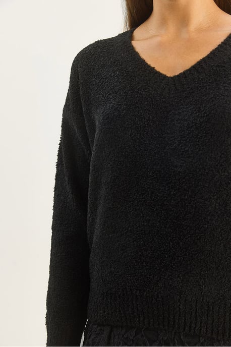 V-Neck Textured Knit Sweater - Image 5