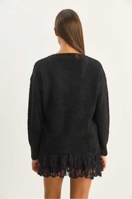V-Neck Textured Knit Sweater - Image 6