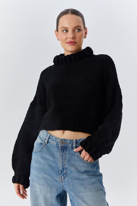 Tjock Turtleneck Texturerad Korttröja - Image 3