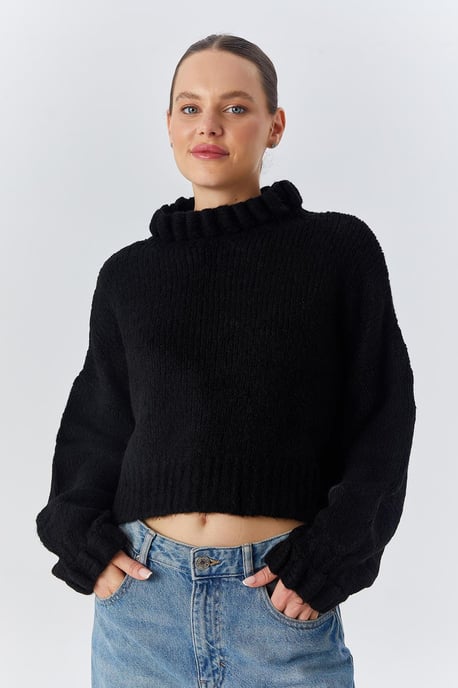 Tjock Turtleneck Texturerad Korttröja - Image 5