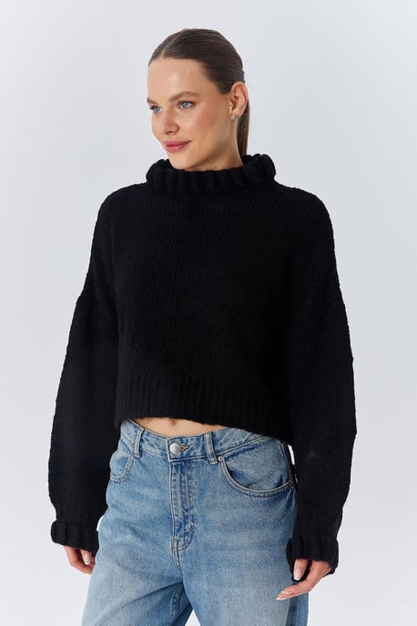 Tjock Turtleneck Texturerad Korttröja - Image 6