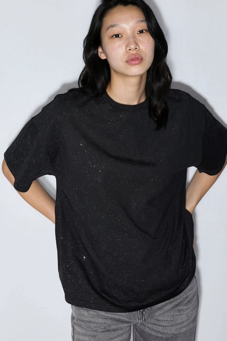 Pailletten Ronde Hals Korte Mouwen T-Shirt - Image 1