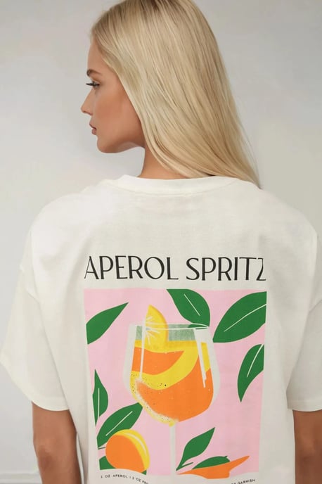 100% Bomull Oversized Tryckt Rundhalsad T-Shirt - Image 5