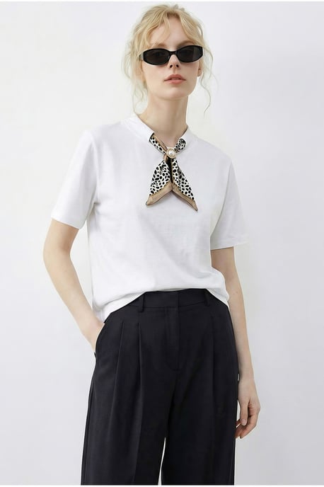 Basis Crew Neck T-Shirt met Accessoire Detail - Image 3
