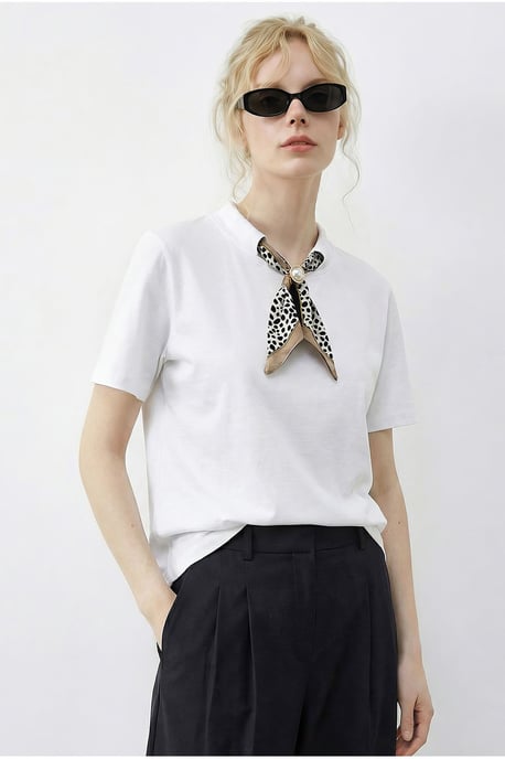 Basis Crew Neck T-Shirt met Accessoire Detail - Image 4