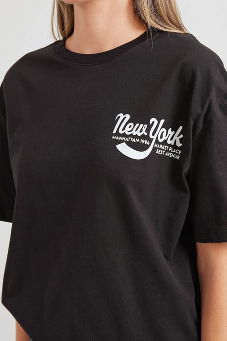 Printed Crew Neck Loose Fit T-Shirt - Image 4