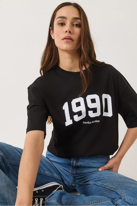 Överdimensionerad Tryckt Crew Neck T-Shirt - Image 5
