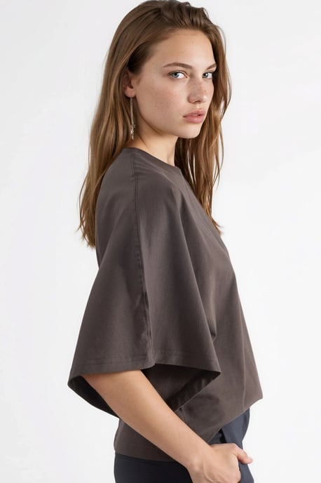 Oversized Geribbelde Crew Neck T-shirt - Image 2