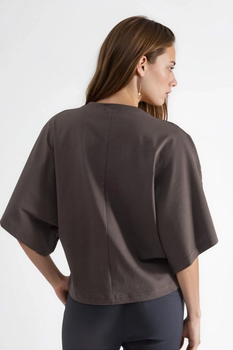 Oversized Geribbelde Crew Neck T-shirt - Image 3