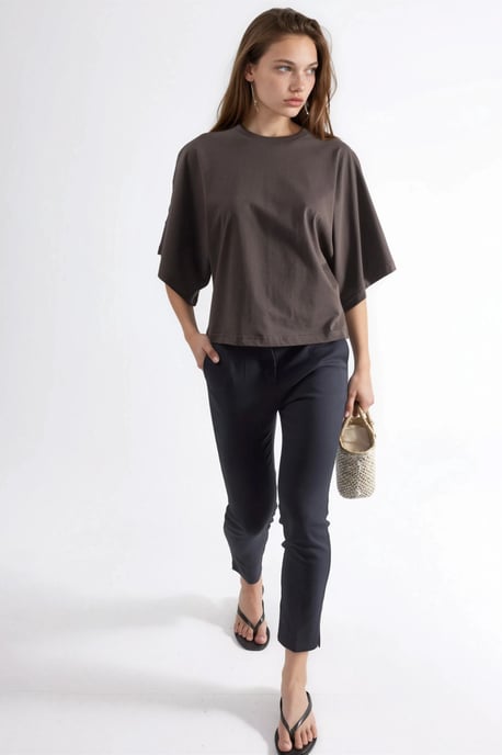 Oversized Geribbelde Crew Neck T-shirt - Image 4