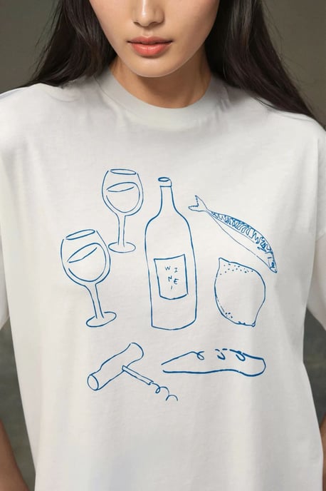 100% bomull oversizedtryckt t-shirt med rundhals - Image 5
