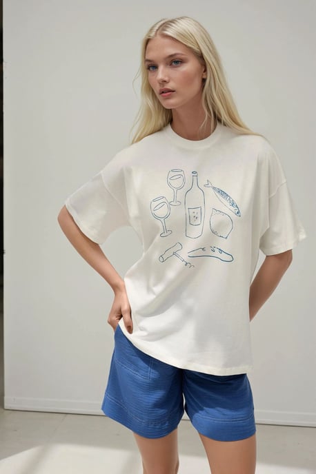 100% bomull oversizedtryckt t-shirt med rundhals - Image 6