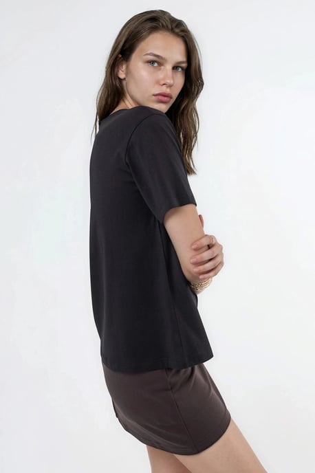 V-hals Effen Gebreid T-shirt - Image 2