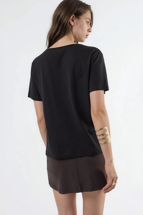 V-hals Effen Gebreid T-shirt - Image 3