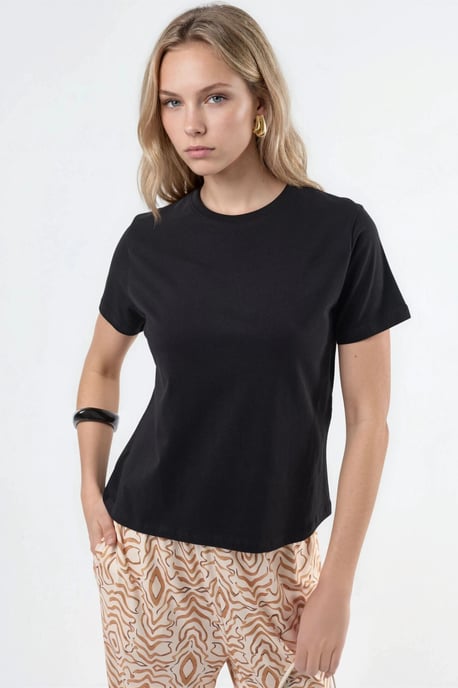 Effen Crew Neck Katoenen T-Shirt - Image 1