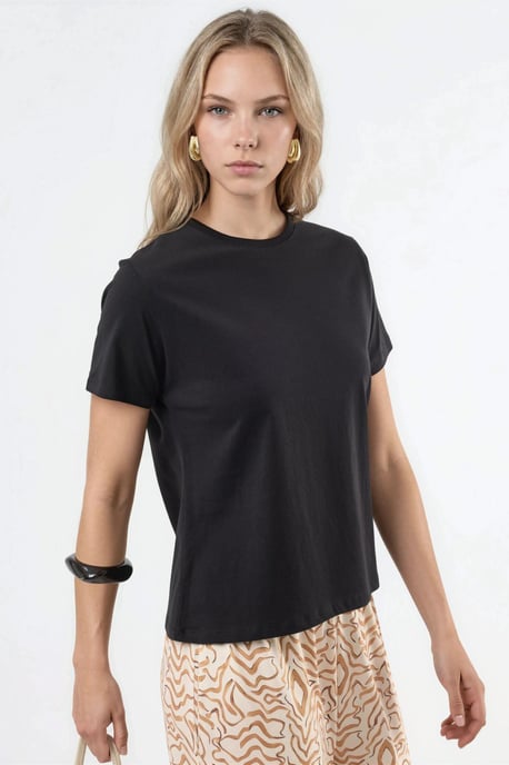 Effen Crew Neck Katoenen T-Shirt - Image 2