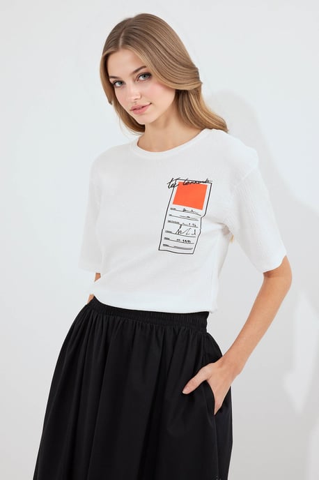 Printed Crew Neck Short Sleeve T-Shirt - Image 2