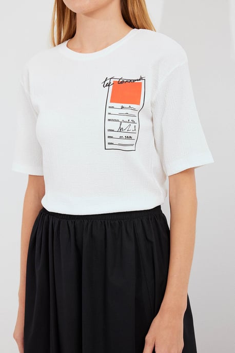 Printed Crew Neck Short Sleeve T-Shirt - Image 4