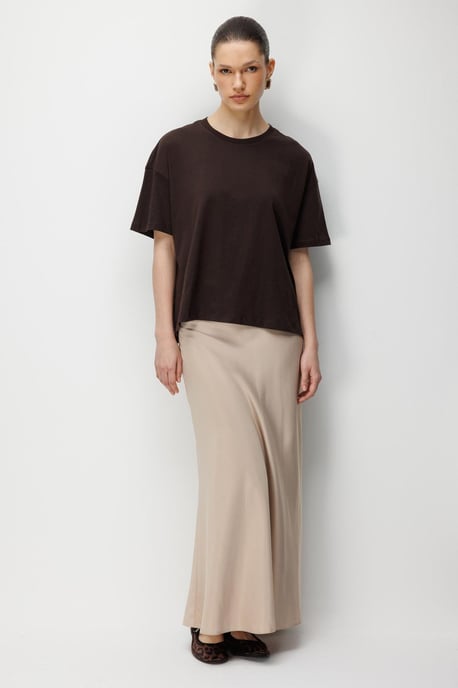 Oversized Crew Neck Plain T-Shirt with Slit - Image 2
