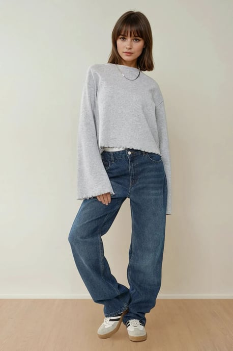 Oversize Sallad Kant Långärmad T-shirt - Image 2