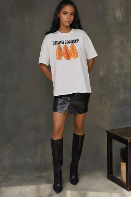 100% Bomull Oversized Tryckt Rundhalsad T-shirt - Image 2