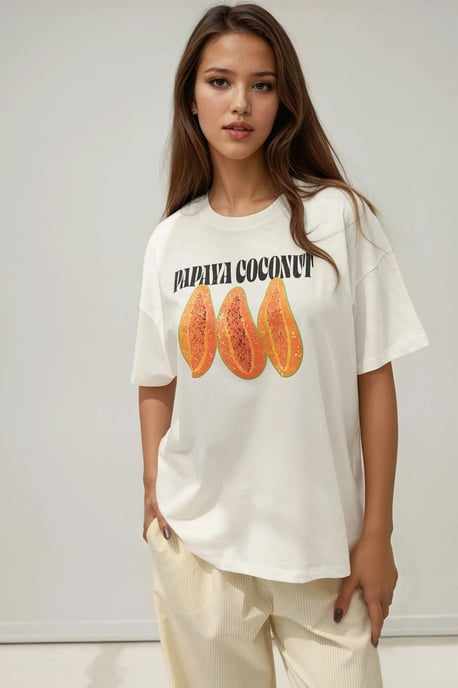 100% Bomull Oversized Tryckt Rundhalsad T-shirt - Image 6