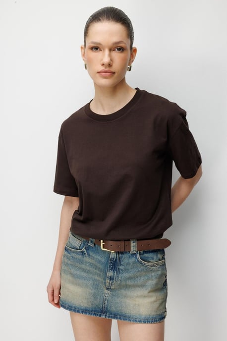 Överdimensionerad Ribbad Crew Neck Tvådelad T-shirt Set - Image 3
